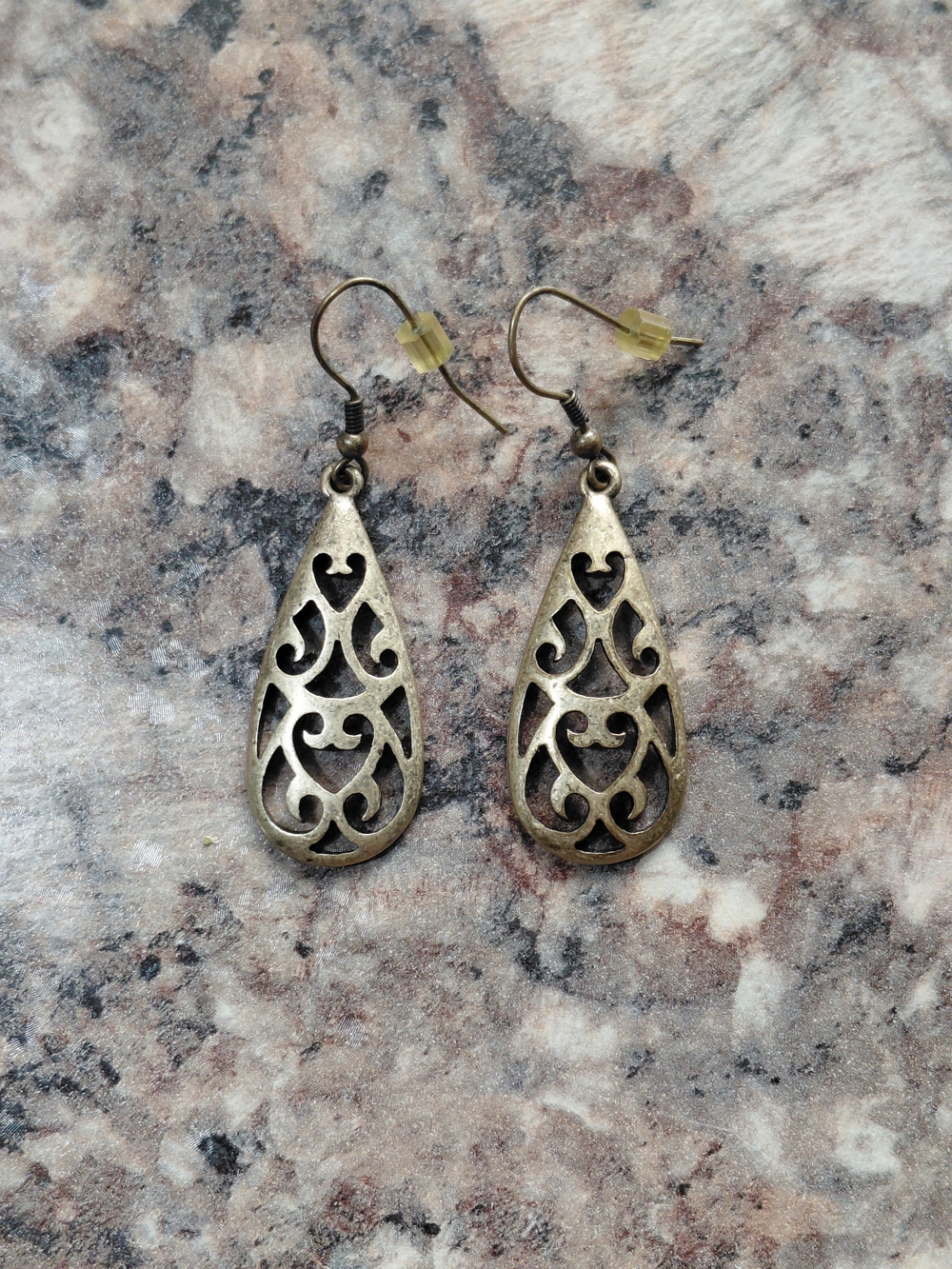 Vintage Lia Sophia "Chantilly" Antique Gold Tone Filigree Earrings